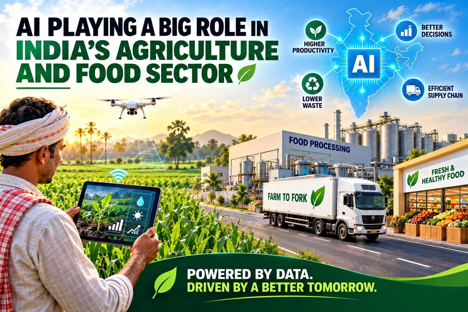 AI transforming India’s agriculture and food sector with smart farming, food processing, and supply chain technology