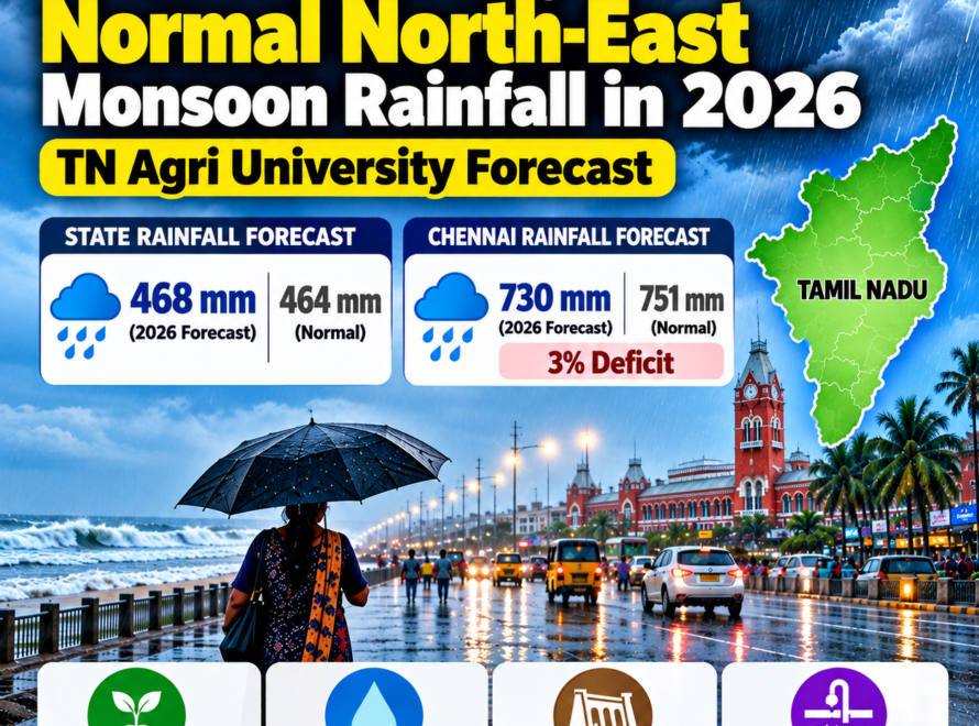 Tamil Nadu Northeast Monsoon 2026 rainfall forecast with Chennai rainfall prediction