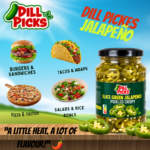 Dill pickles in a jar with fresh dill and spices.