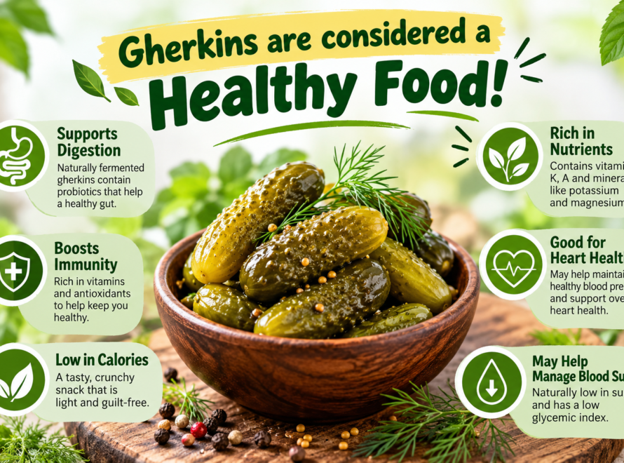 Gherkins as a healthy food with low calories, nutrients and digestive health benefits